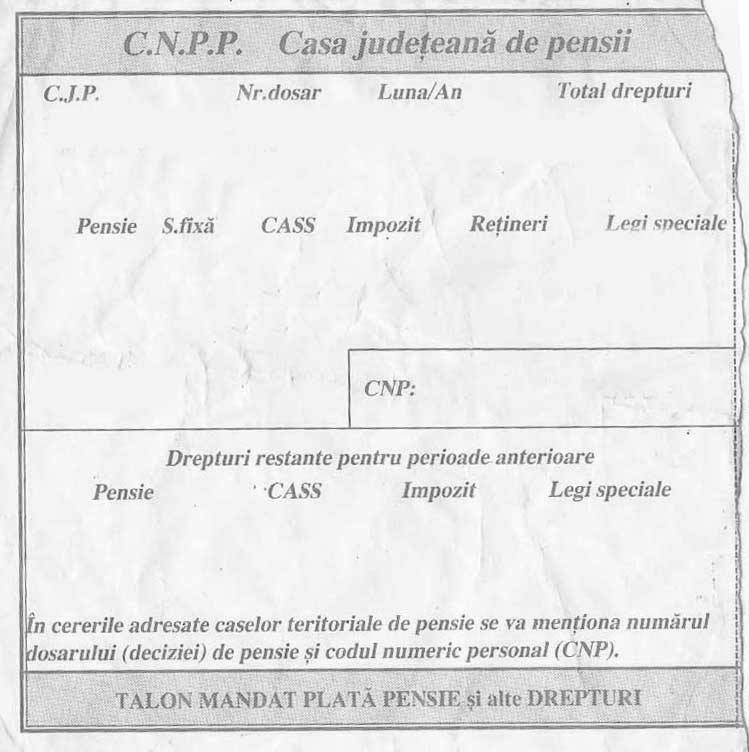 talon de pensii ajutor inmormantare